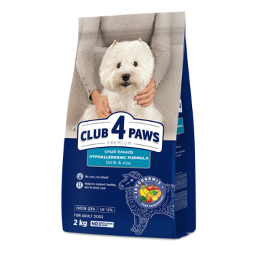 CLUB 4 PAWS Premium "Lamb and Rice" for adult dogs of Small breeds. Сomplete dry pet food